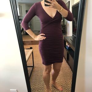 James Perse 3/4 Sleeve Maroon Dress - 1